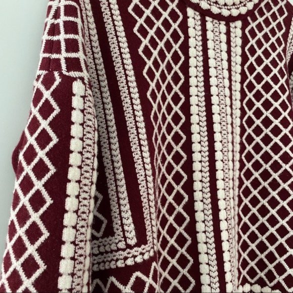 Tory Burch Red Printed Jacquard Sweater - Picture 4 of 6